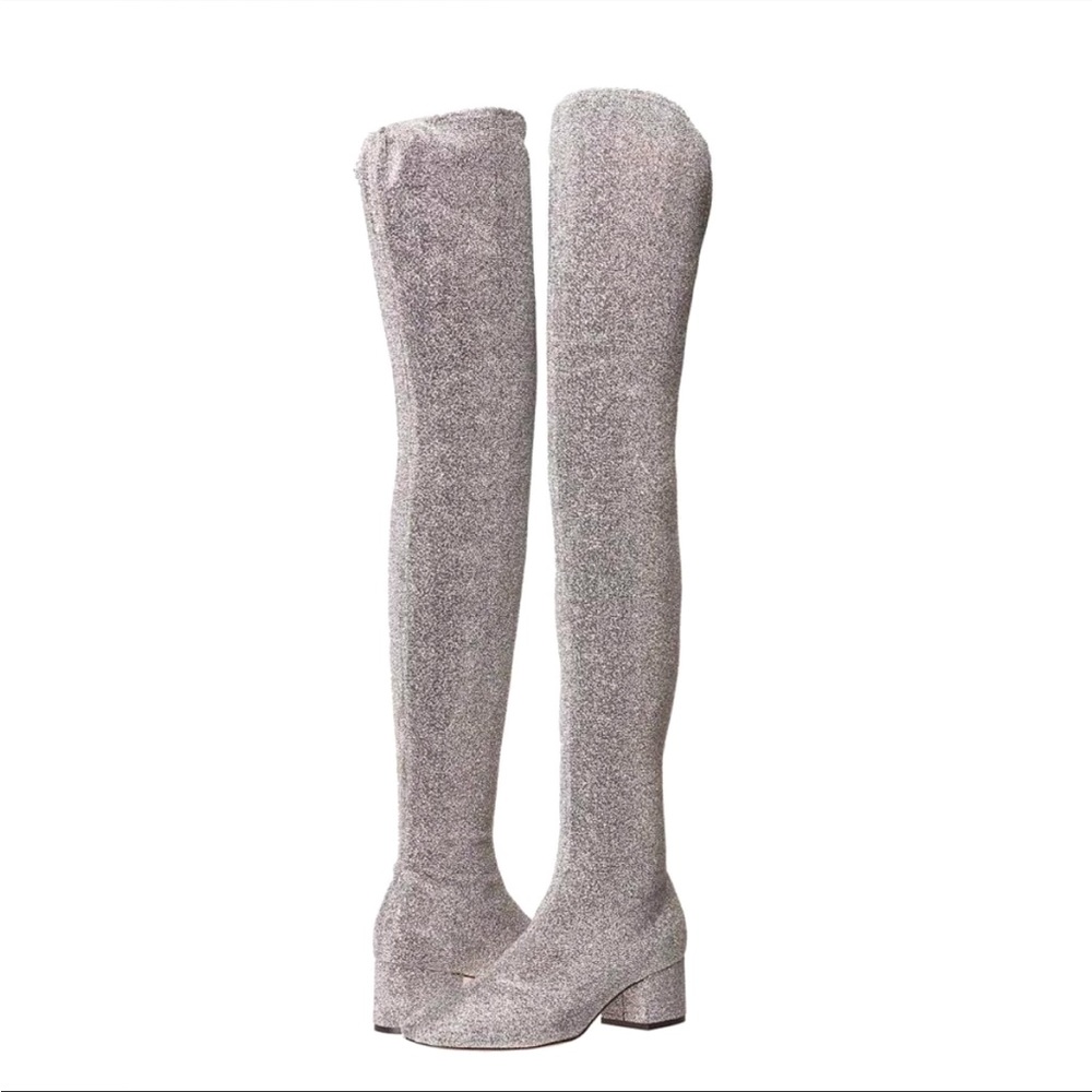 Kate Spade dark silver London thigh high boots